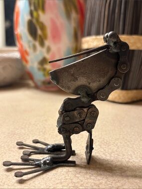 Recycled Metal Art Pelican Sculpture